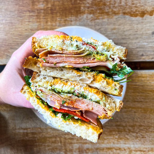Mortadella and ricotta sandwich for a summer menu launch